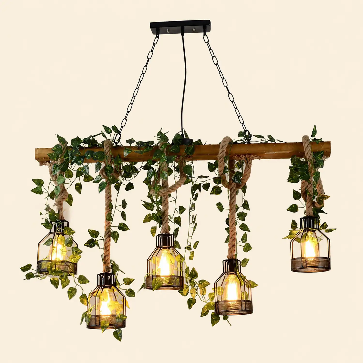 Rustic Wooden Chandelier - Lumpaz