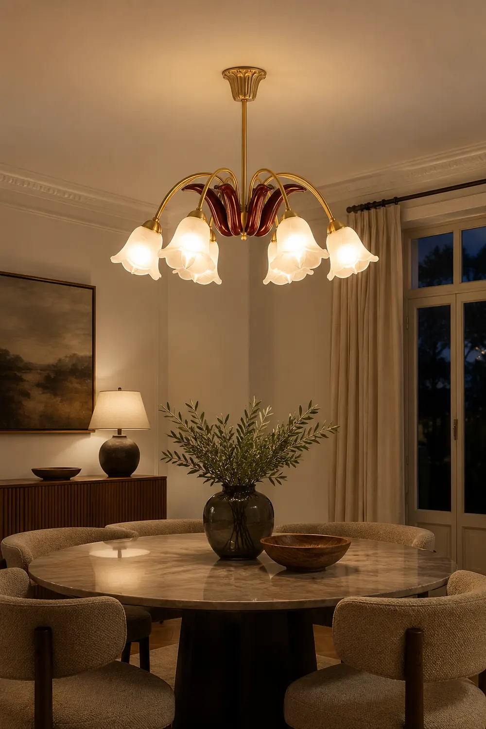 Brass Pastoral Flower Chandelier - Lumpaz
