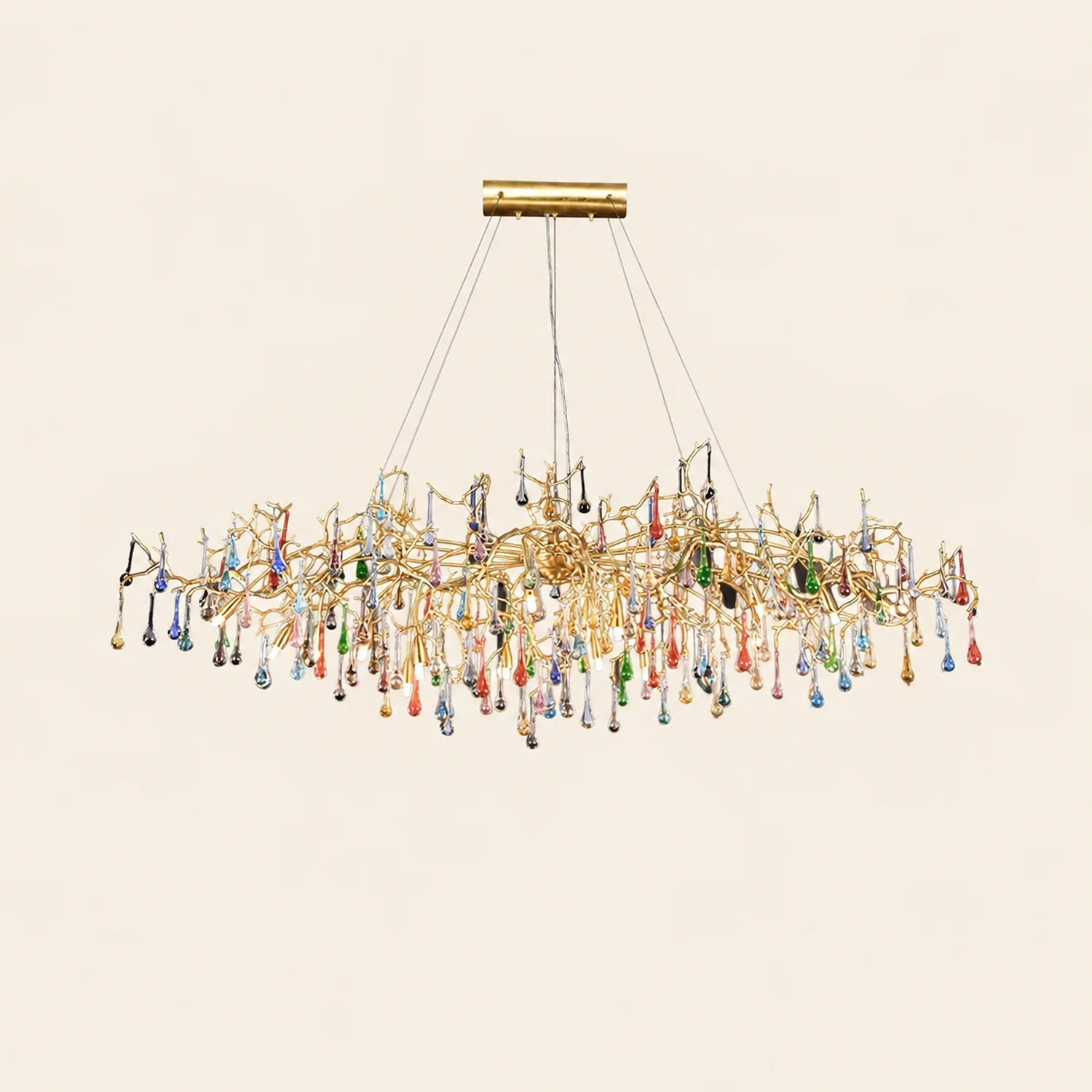 Colorful Raindrop Brass Branch Chandelier - Lumpaz