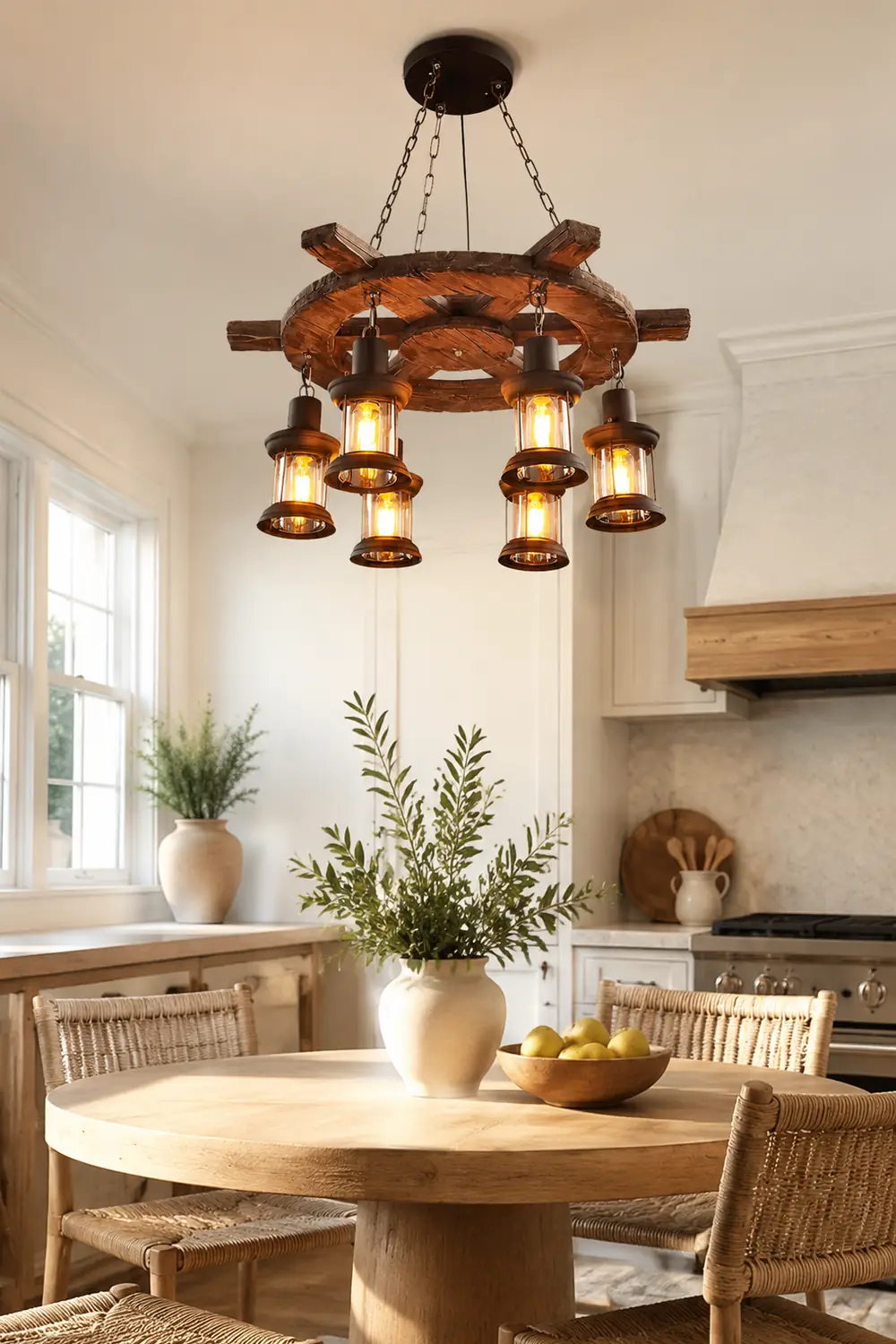Nautical Industrial Style Wooden Chandelier - Lumpaz