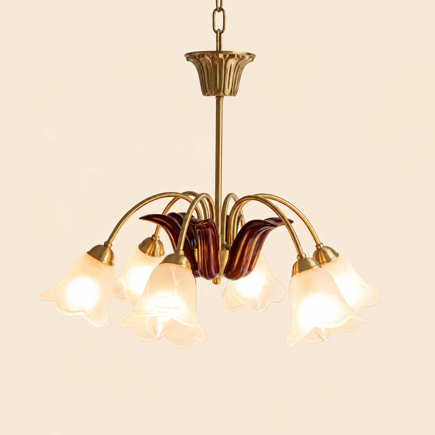 Brass Pastoral Flower Chandelier - Lumpaz