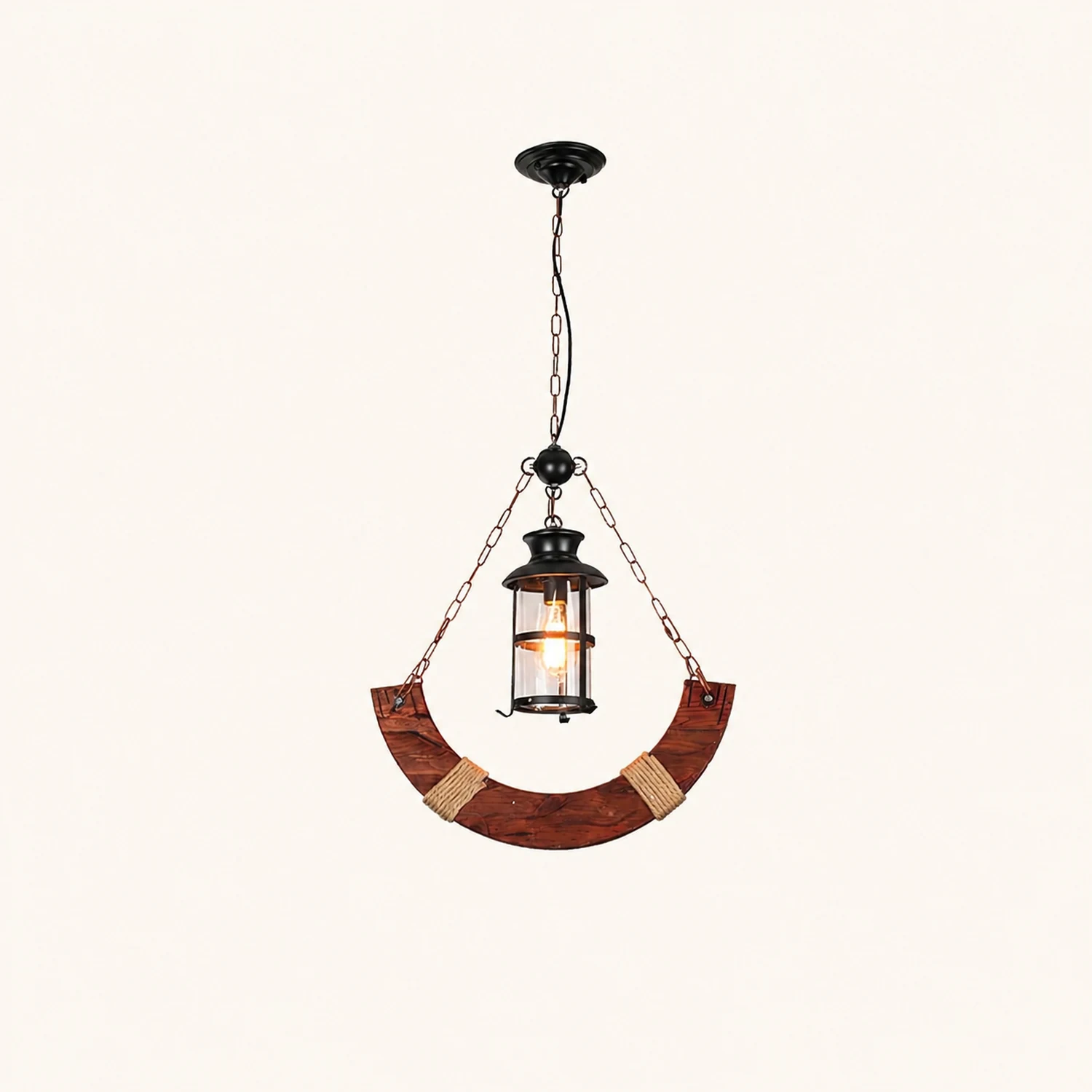 Nautical Industrial Style Wooden Chandelier - Lumpaz