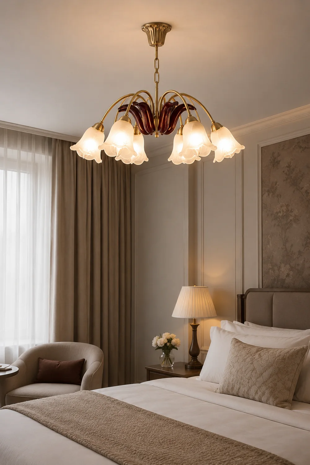 Brass Pastoral Flower Chandelier - Lumpaz