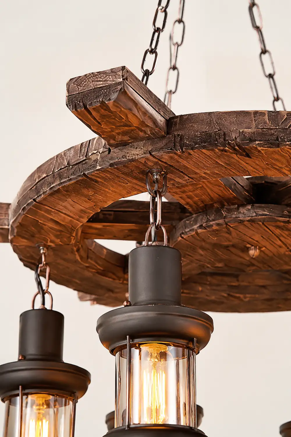 Nautical Industrial Style Wooden Chandelier - Lumpaz