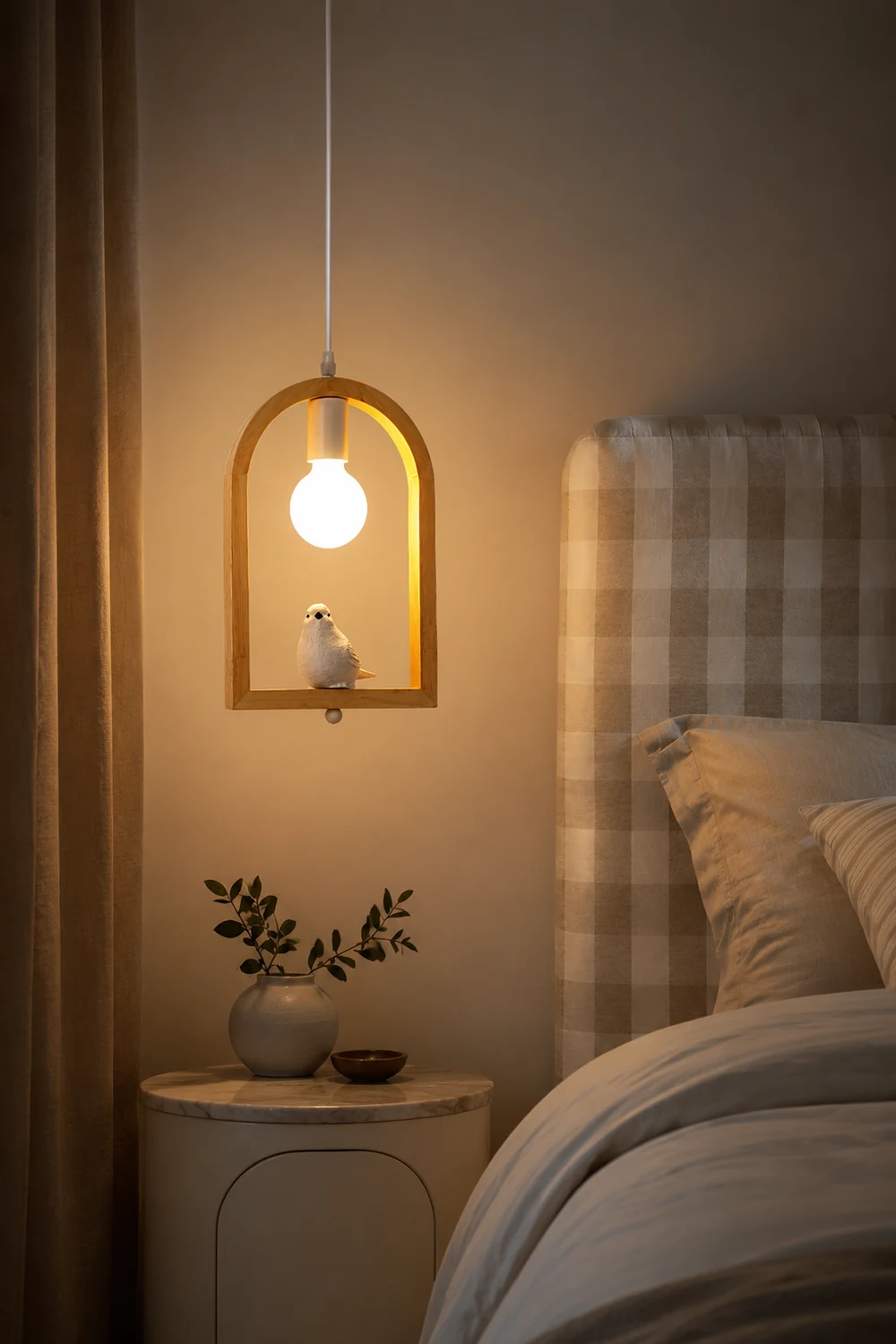 Wood Bird Resin Pendant Light - Lumpaz