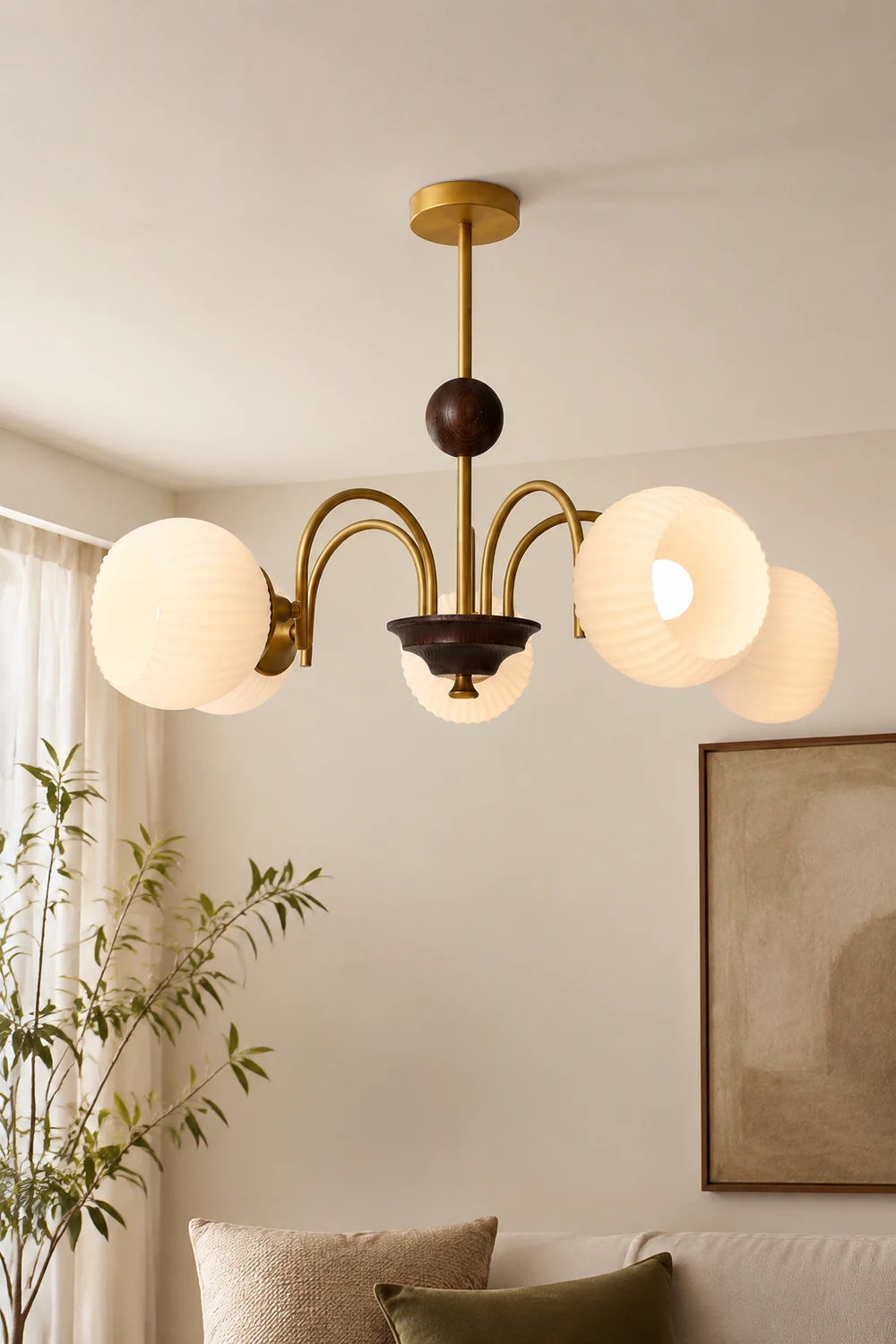 Sculptural Glass Ribbed Chandelier - Lumpaz