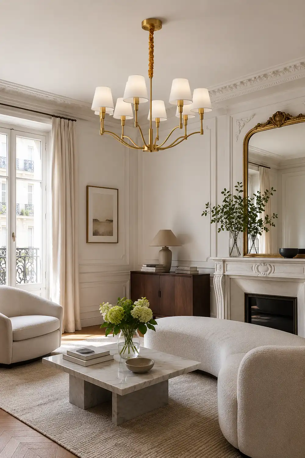 Meridian Mid Century Brass Chandelier - Lumpaz