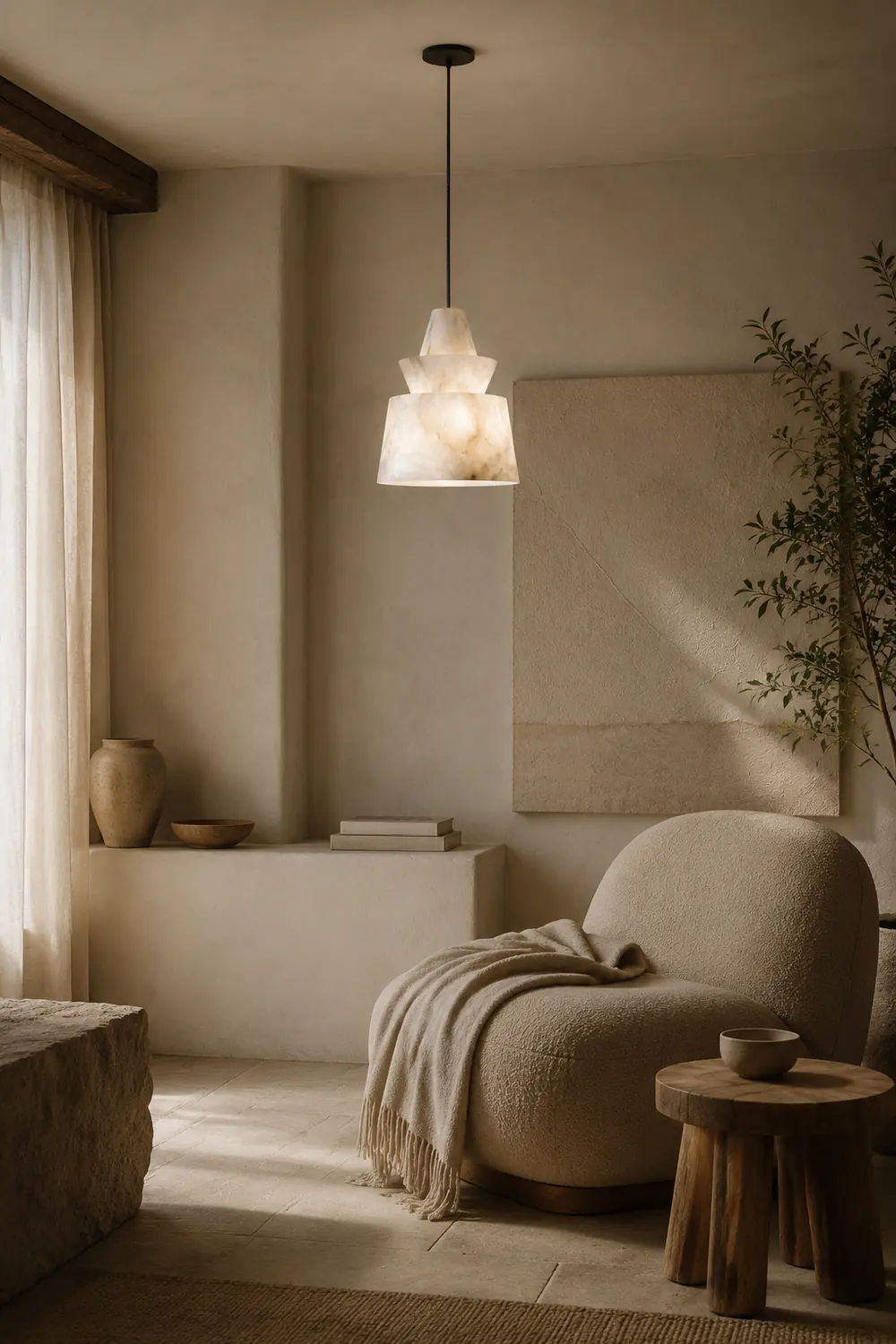 White Alabaster  Pendant Light - Lumpaz