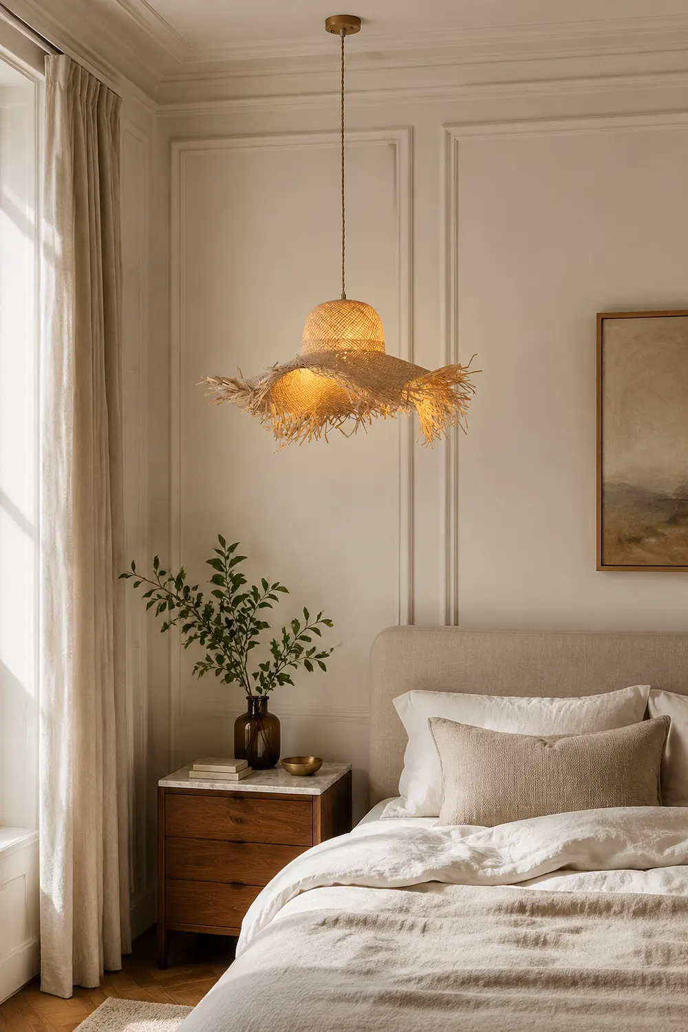 Rattan Straw Hat Pendant Light - Lumpaz