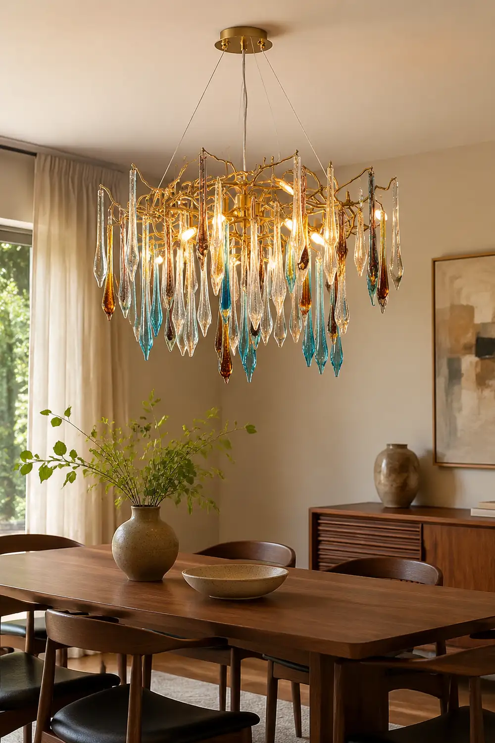 Gold Round Teardrop Chandelier - Lumpaz