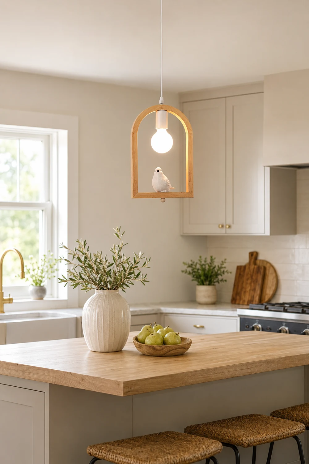 Wood Bird Resin Pendant Light - Lumpaz