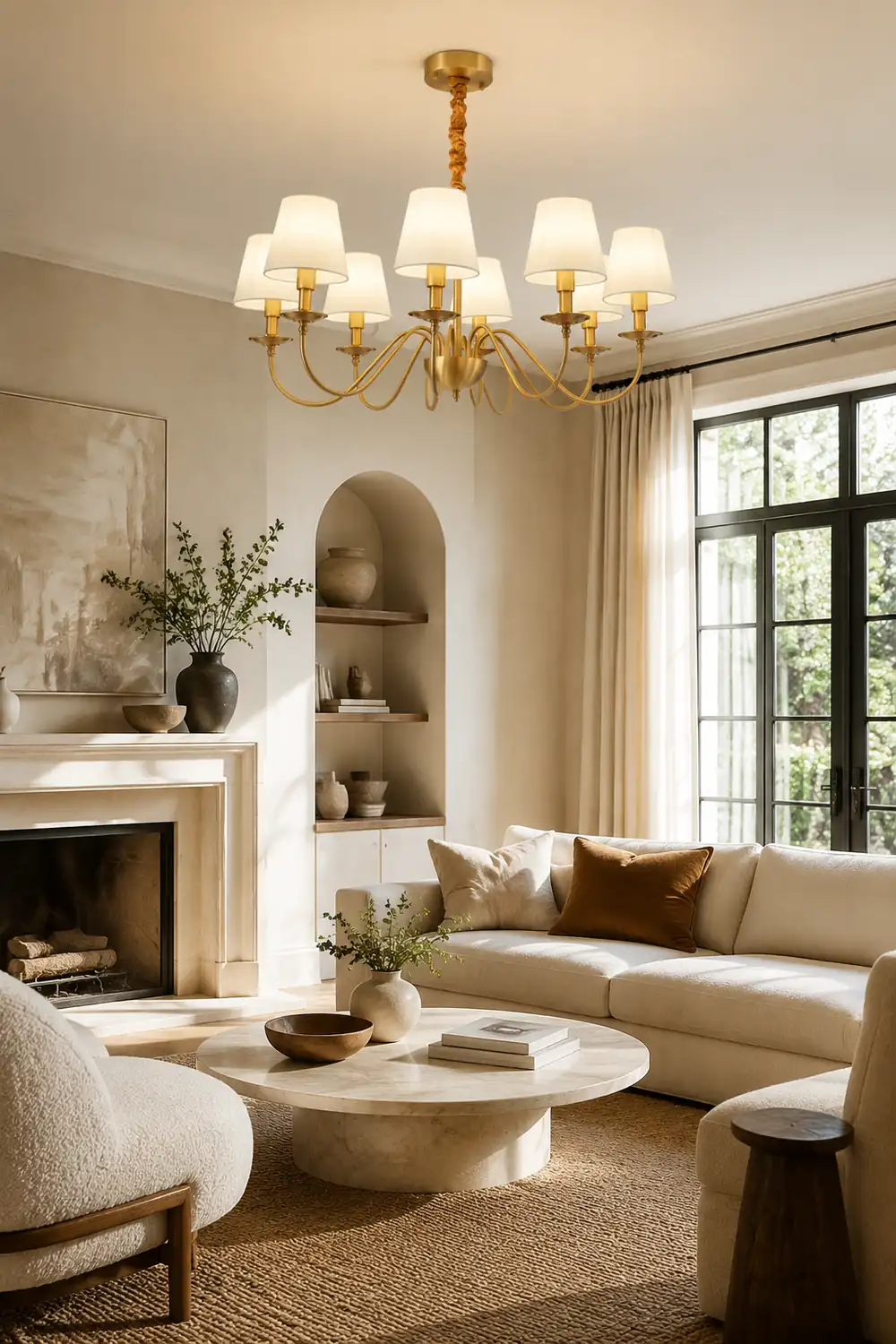 Tapered Fabric Brass Chandelier - Lumpaz