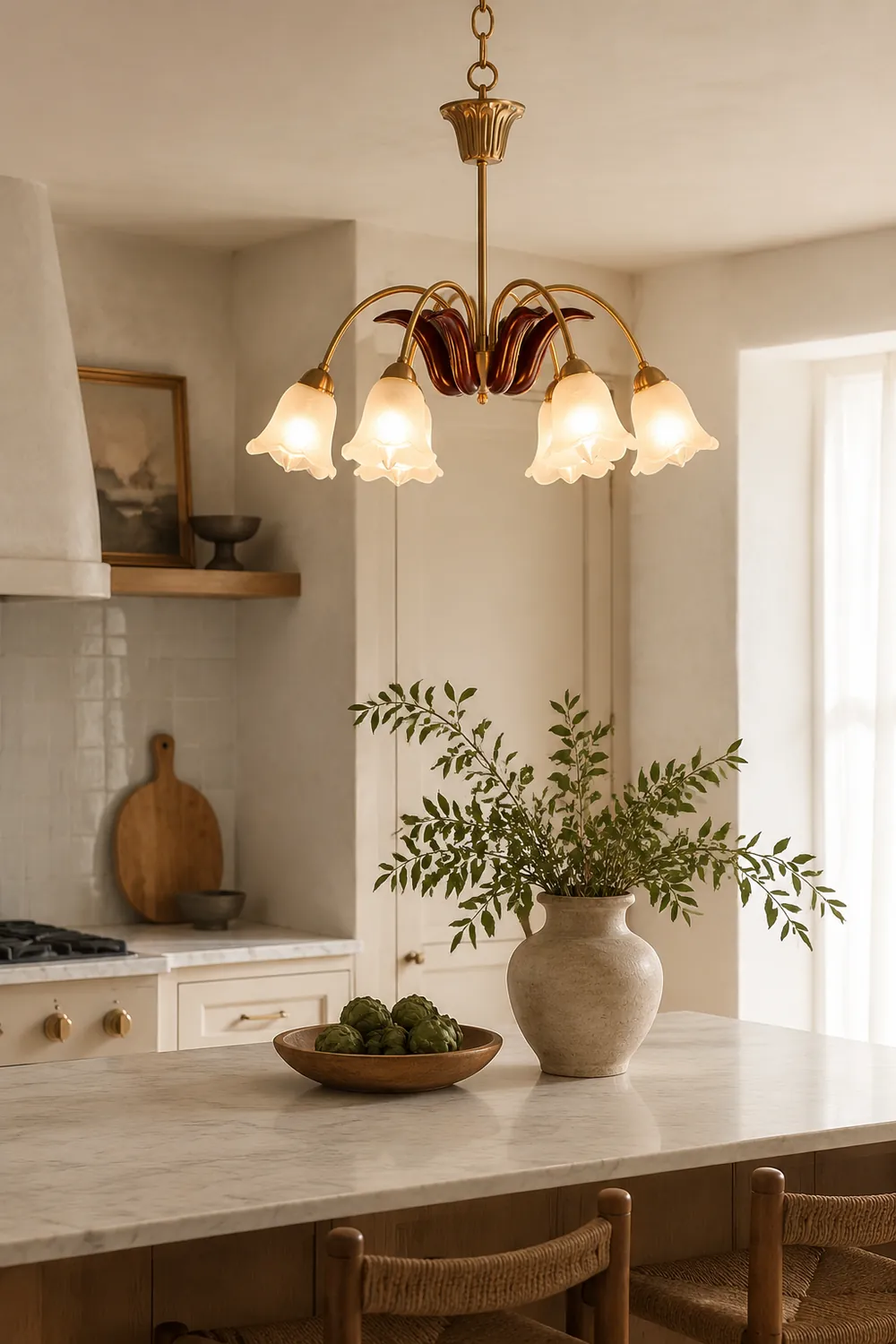 Brass Pastoral Flower Chandelier - Lumpaz