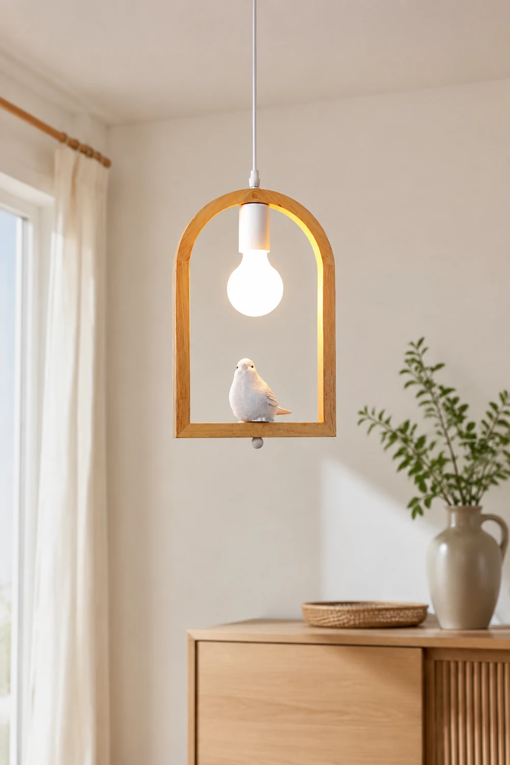 Wood Bird Resin Pendant Light - Lumpaz