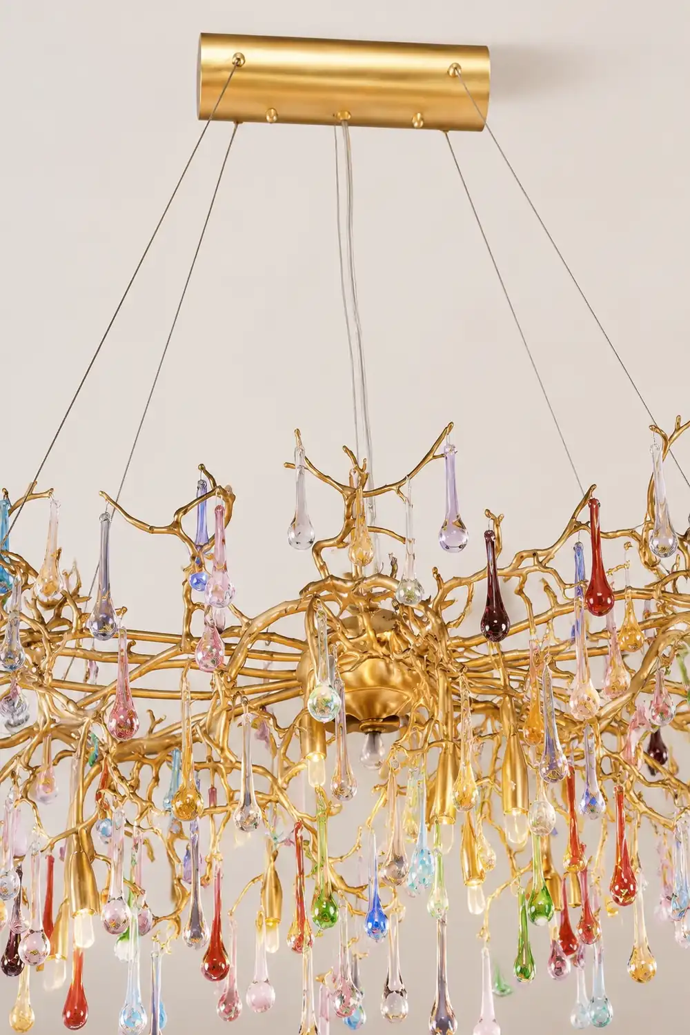 Colorful Raindrop Brass Branch Chandelier - Lumpaz