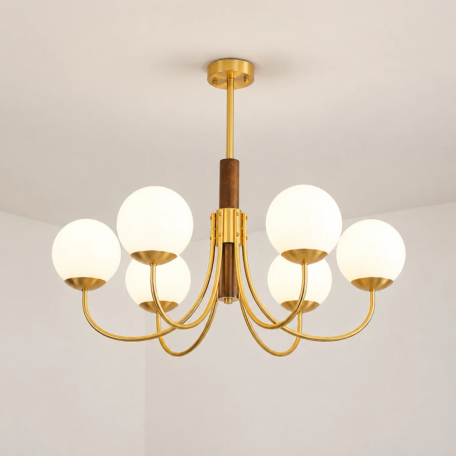 Midas Touch Walnut Sphere Chandelier - Lumpaz