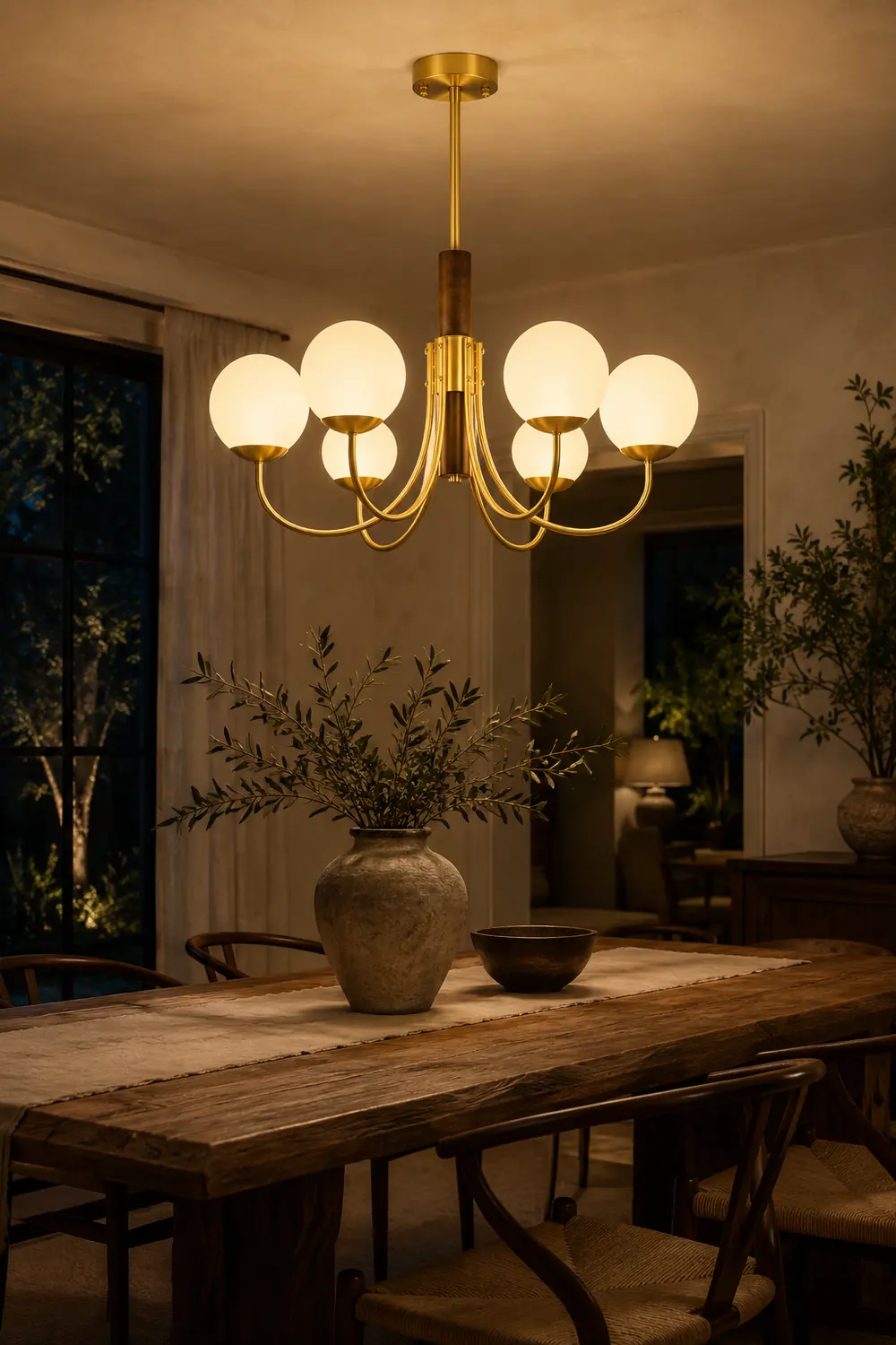 Midas Touch Walnut Sphere Chandelier - Lumpaz