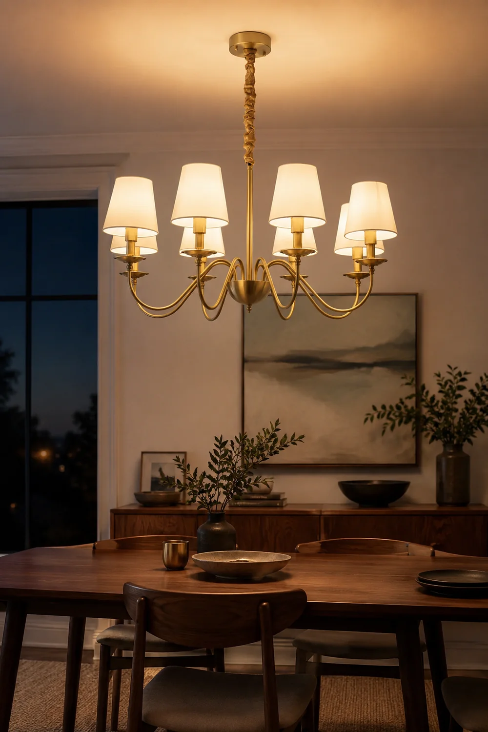 Tapered Fabric Brass Chandelier - Lumpaz