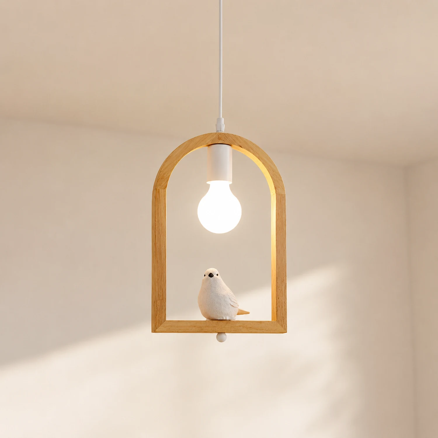 Wood Bird Resin Pendant Light - Lumpaz