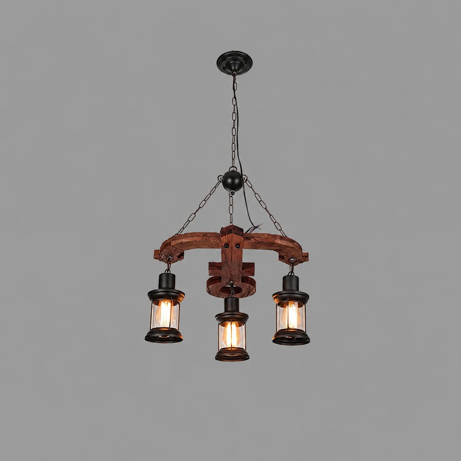 Nautical Industrial Style Wooden Chandelier - Lumpaz