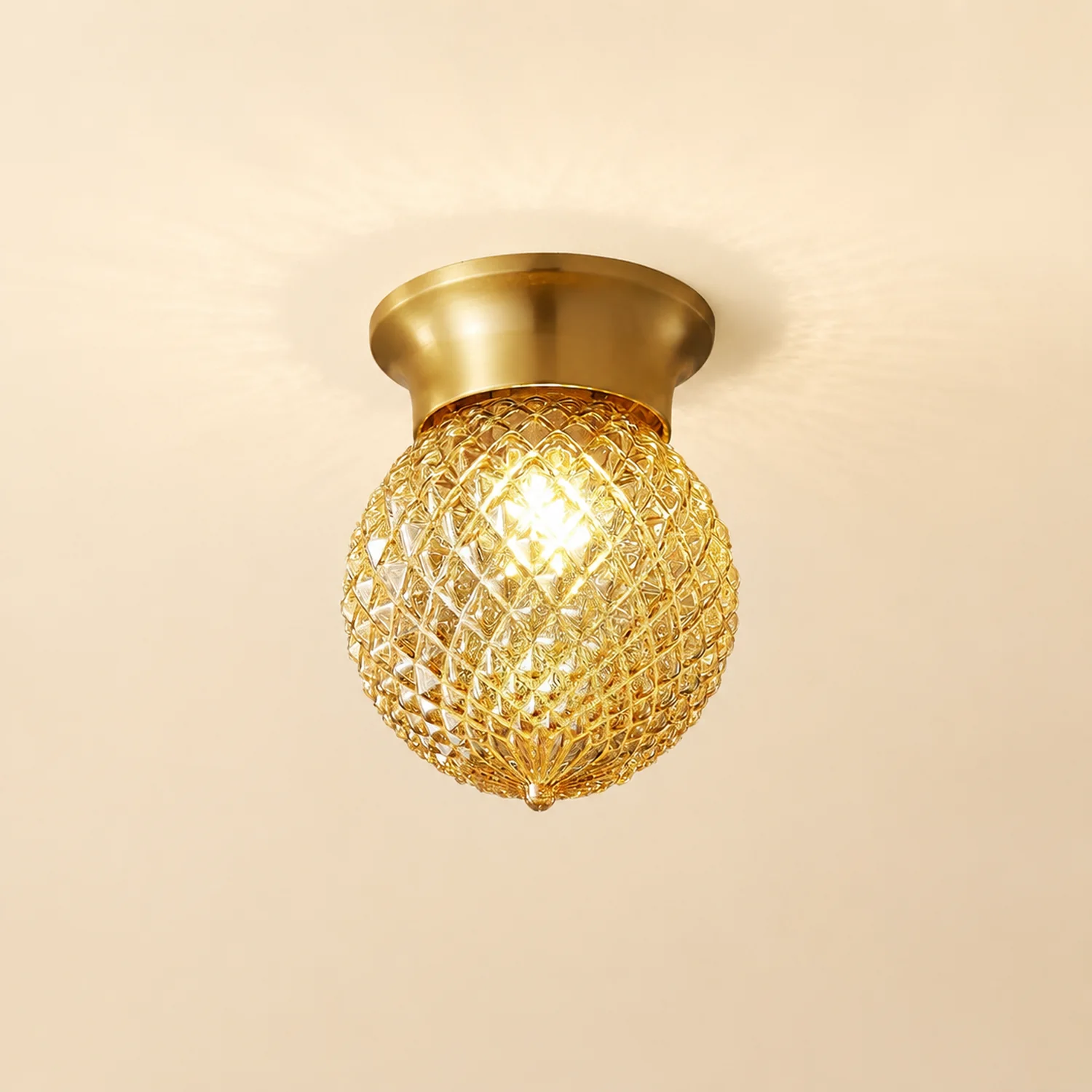 Reeded Globe Flush Ceiling Light - Lumpaz