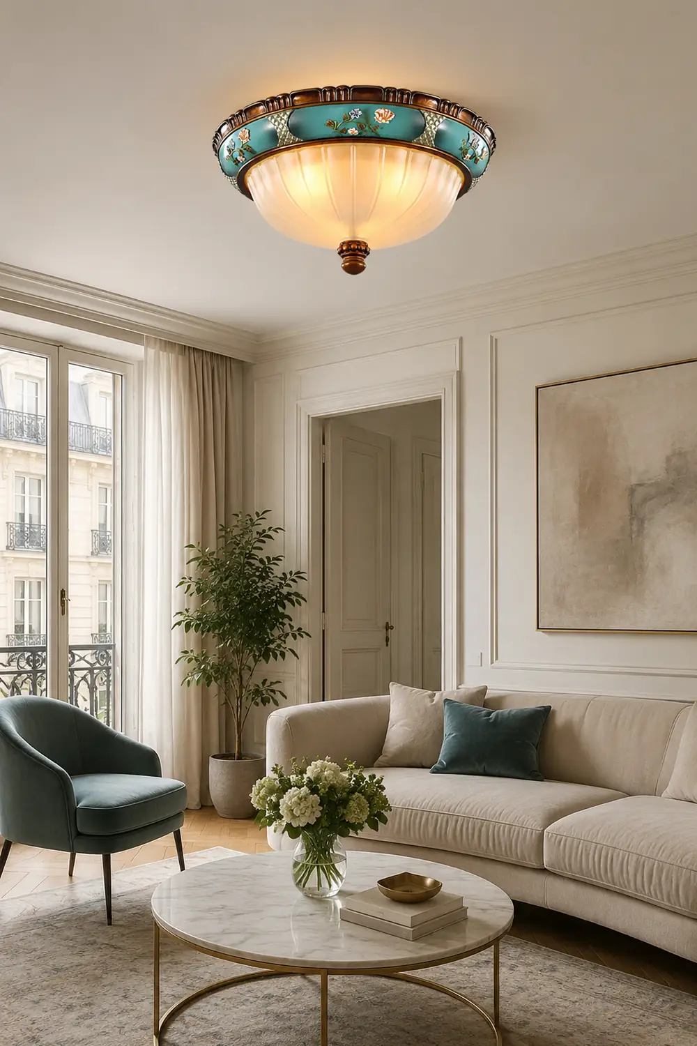 Retro Floral Resin Recessed Ceiling Light - Lumpaz
