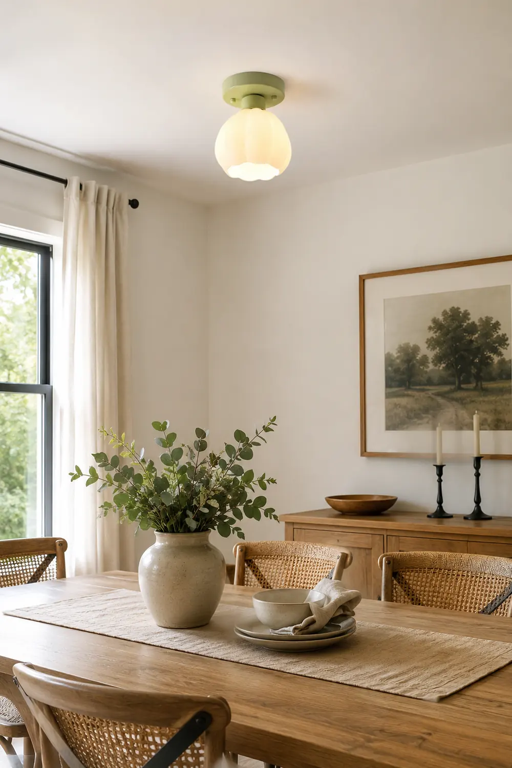 Flower Shaded Semi Flushmount Light - Lumpaz