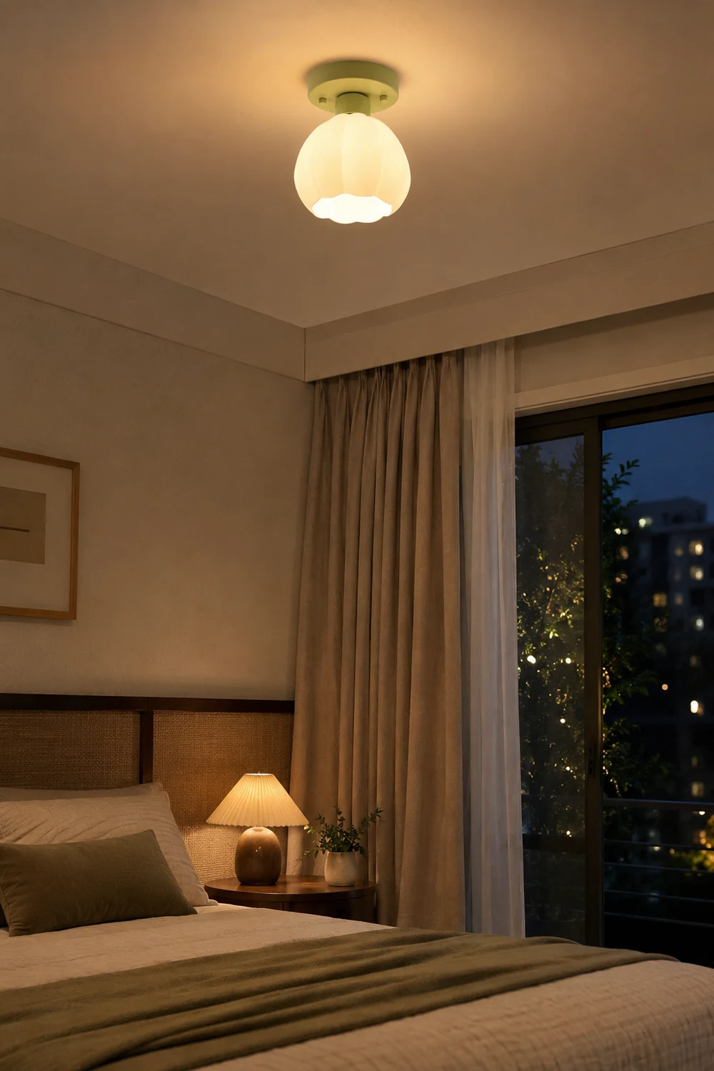 Flower Shaded Semi Flushmount Light - Lumpaz