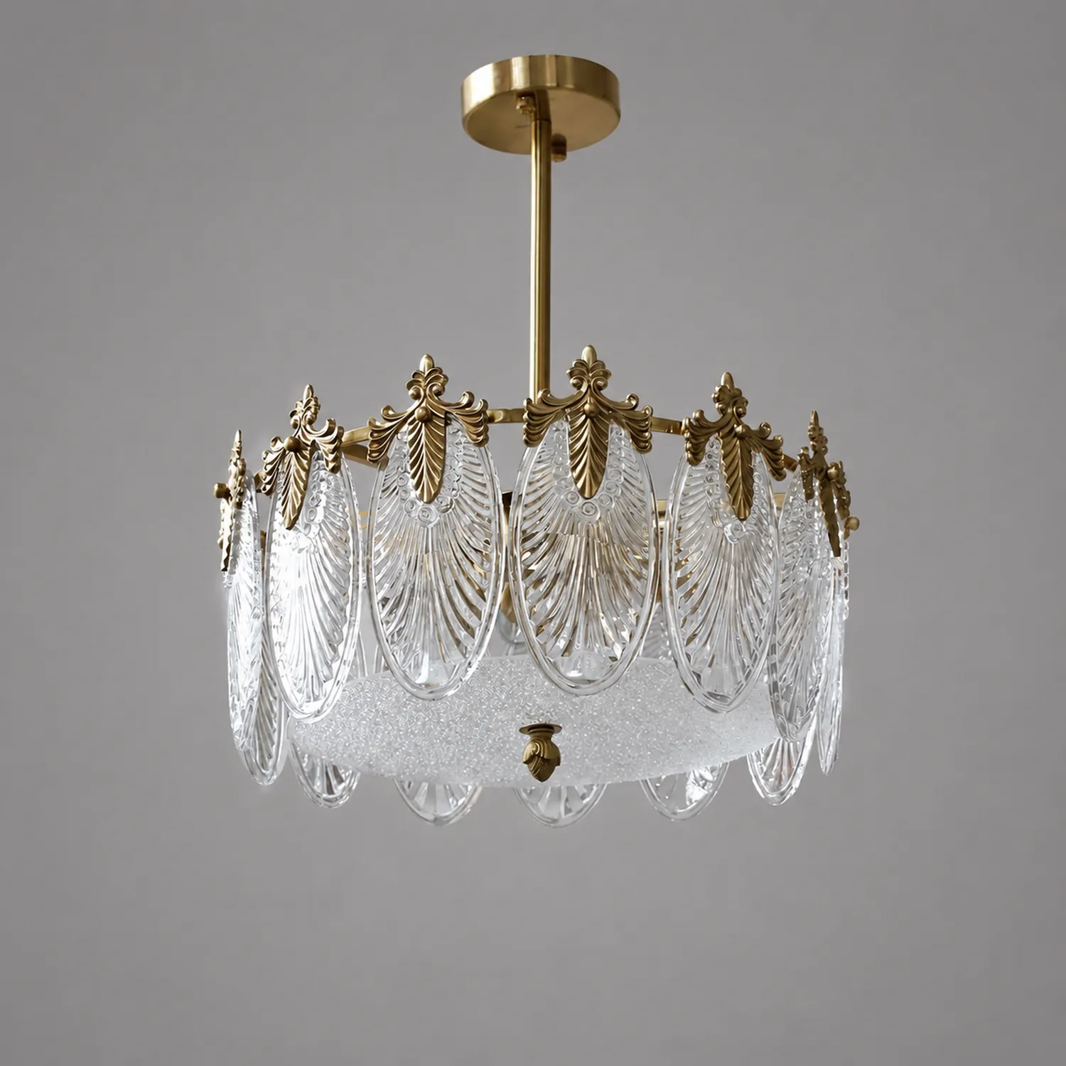 Decorative Pattern Glass Round Chandelier - Lumpaz