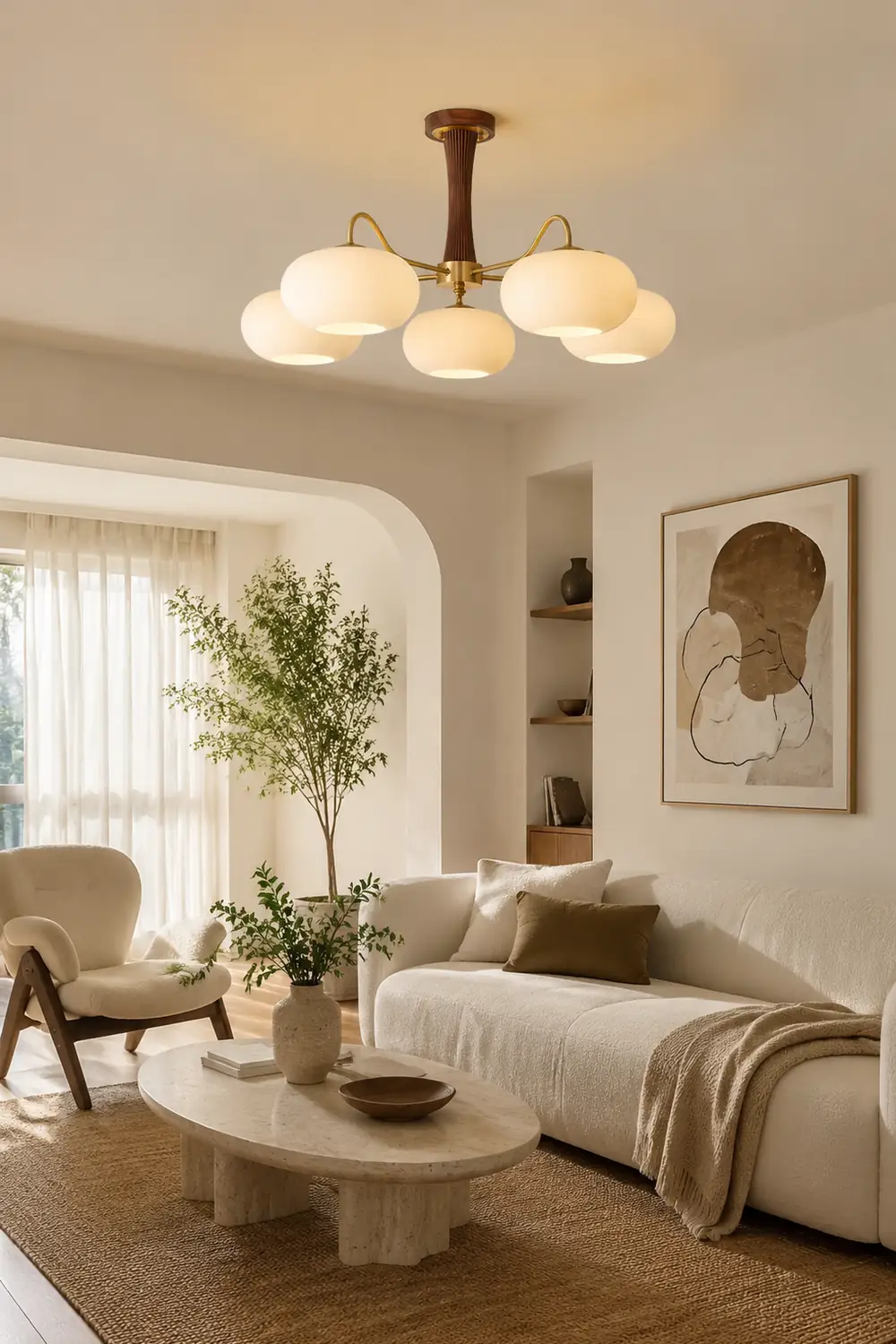 Brass Wooden Persimmon Ceiling Lamp - Lumpaz