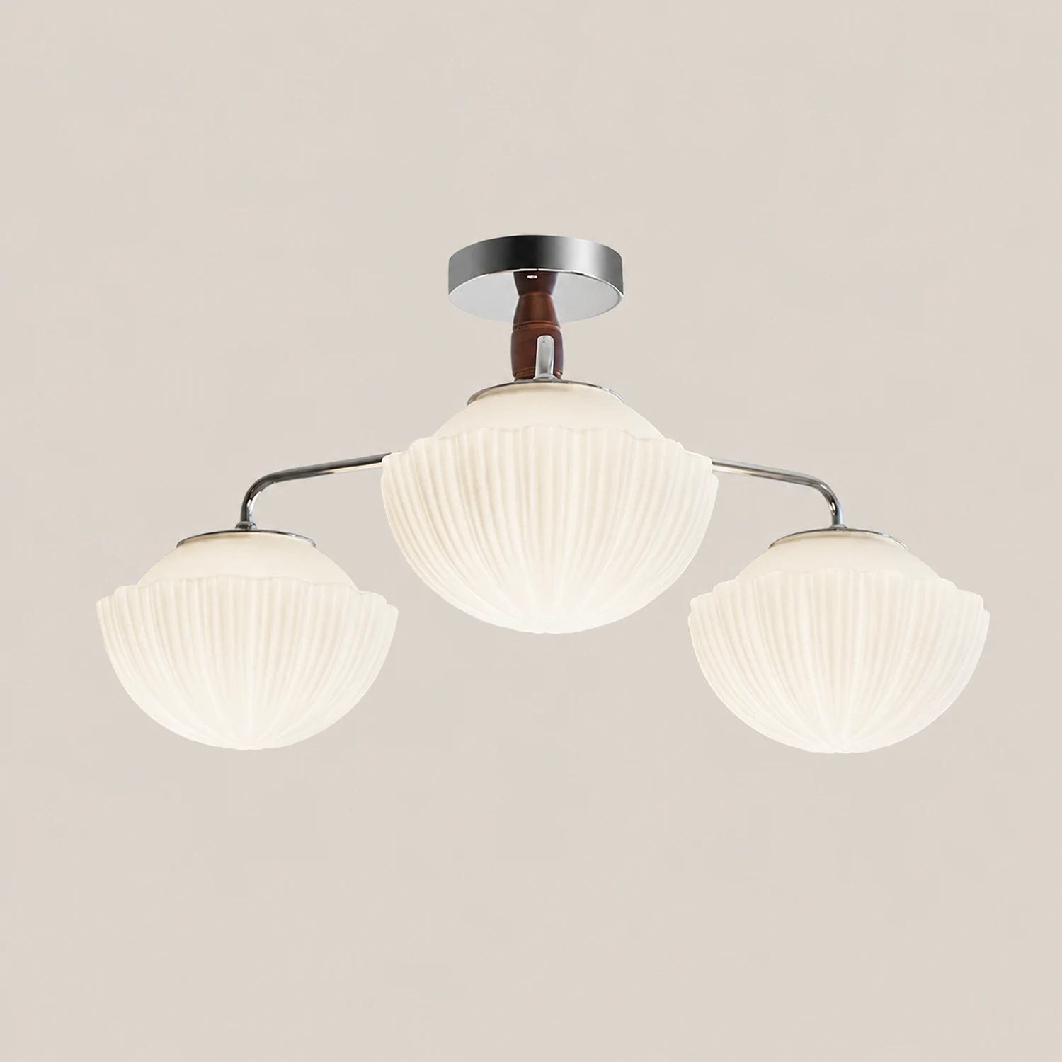Ribbed Walnut Ceiling Lamp - Lumpaz