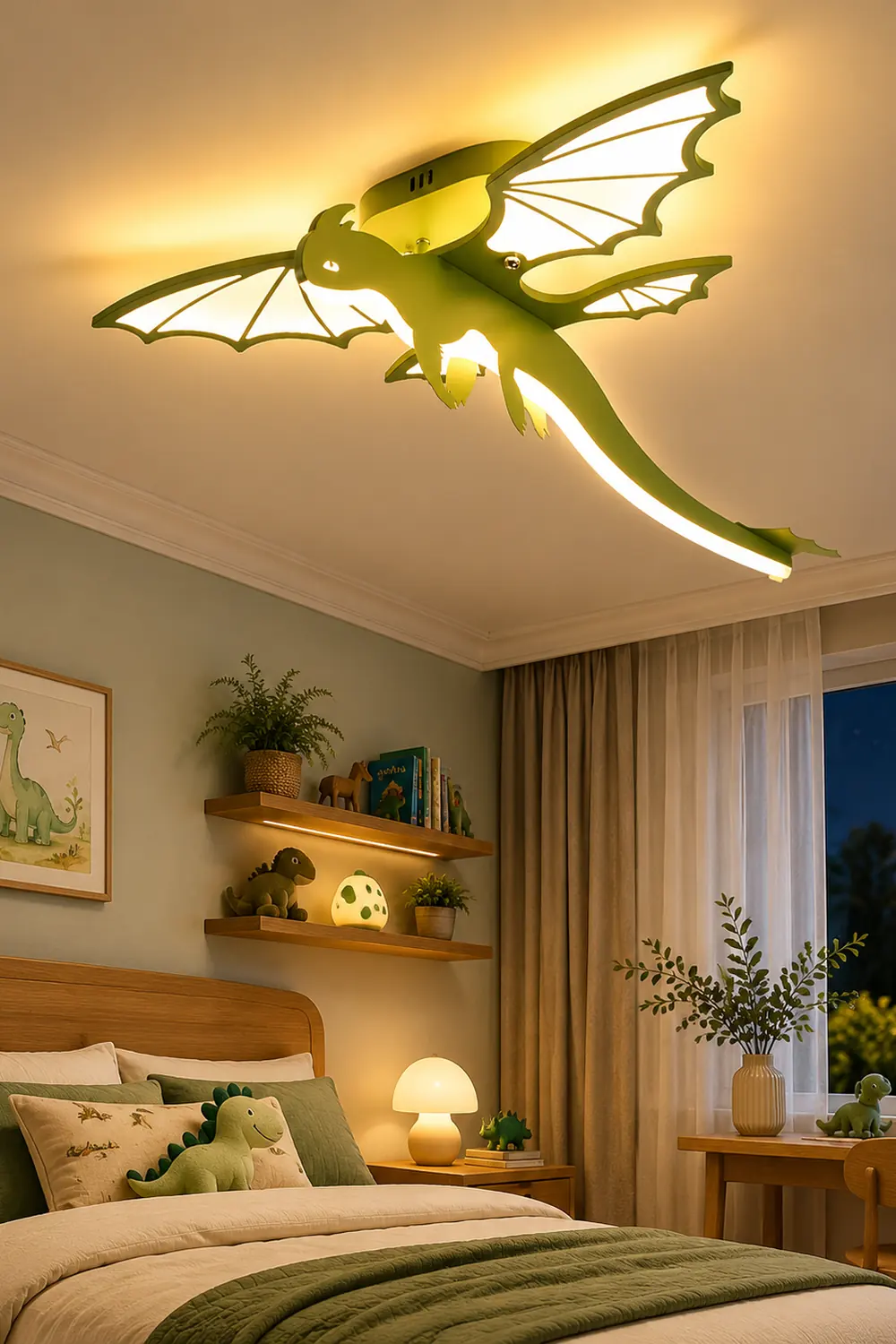 Green Dinosaur Ceiling Light - Lumpaz