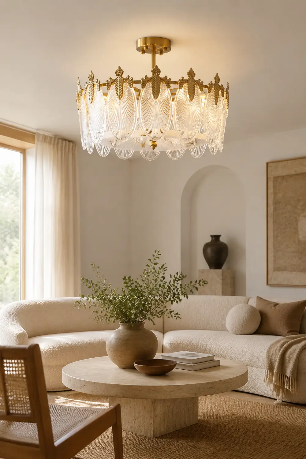 Decorative Pattern Glass Round Chandelier - Lumpaz