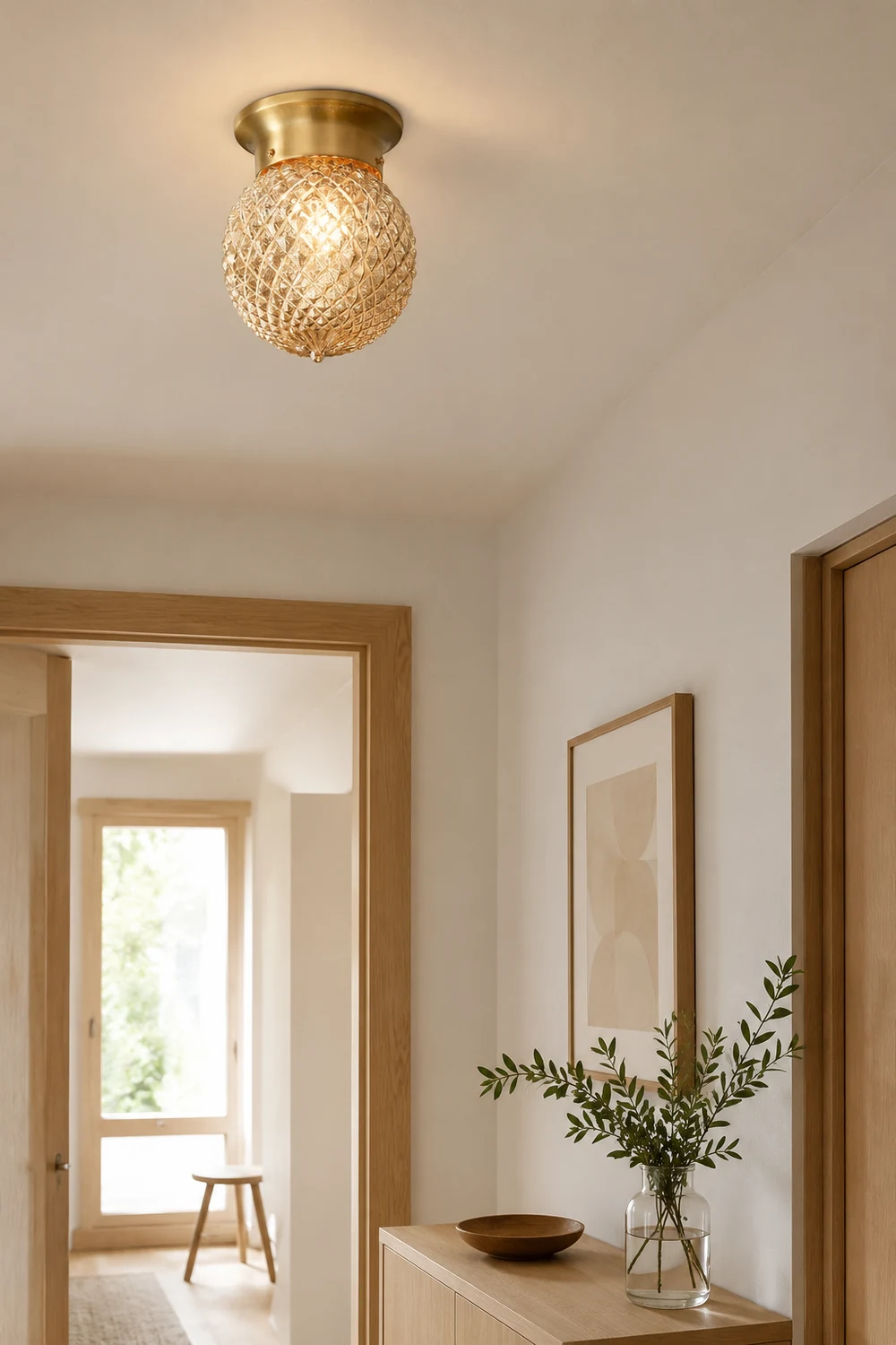 Reeded Globe Flush Ceiling Light - Lumpaz