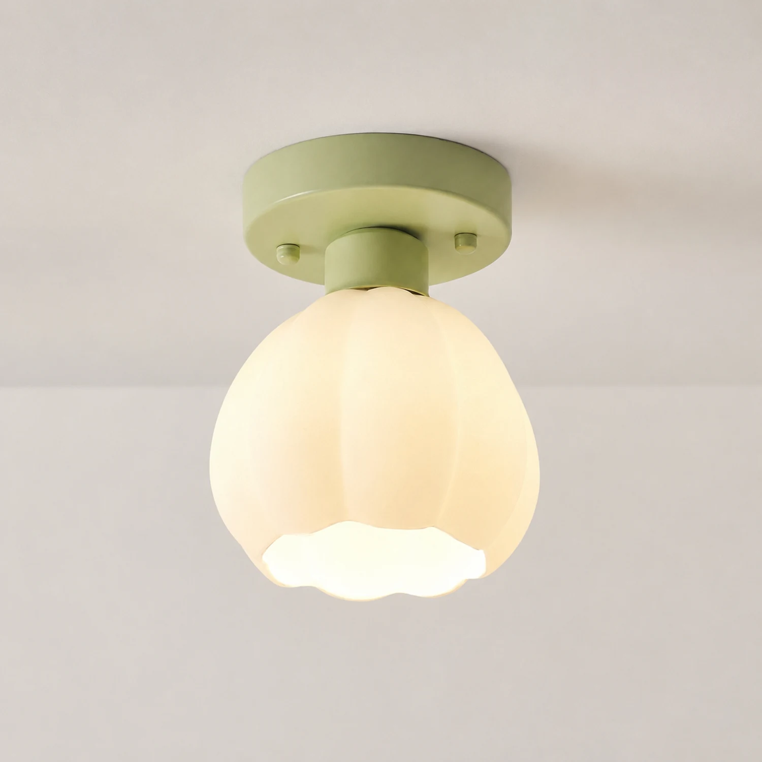 Flower Shaded Semi Flushmount Light - Lumpaz