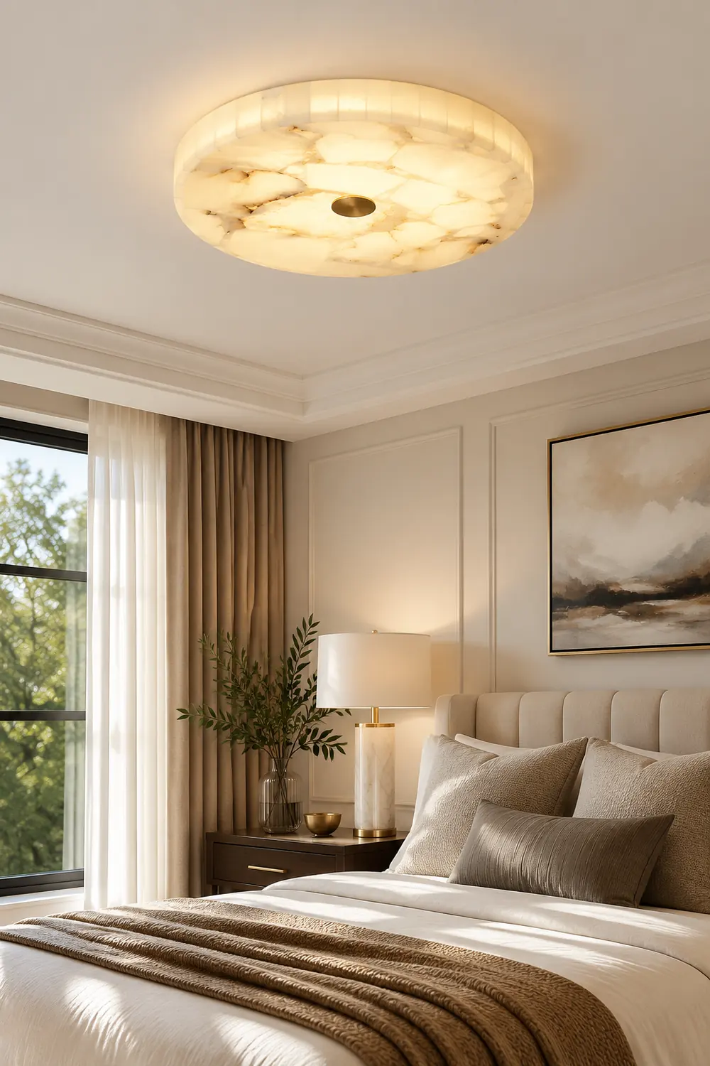 Round Alabaster Ceiling Lamp - Lumpaz