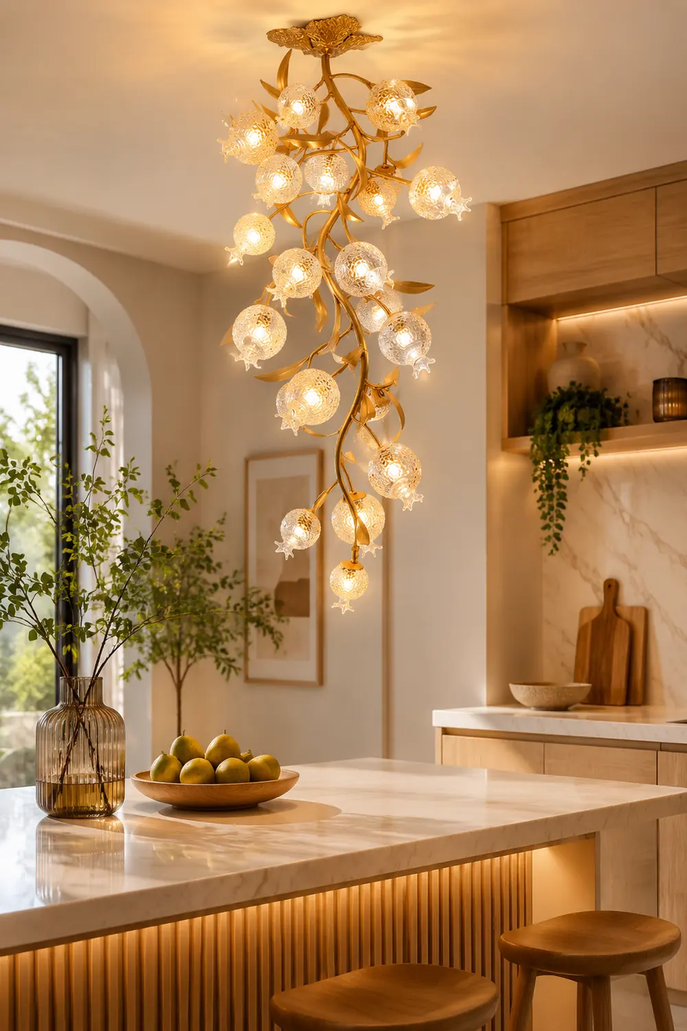 Pomegranate Brass Ceiling Lamp - Lumpaz