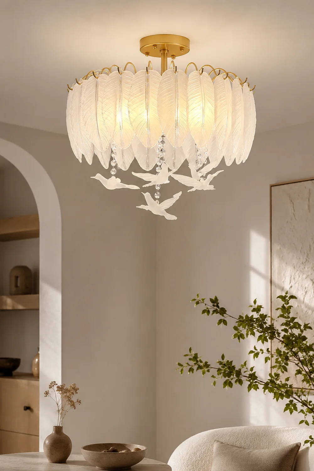 Glass Feather Ceiling Light - Lumpaz