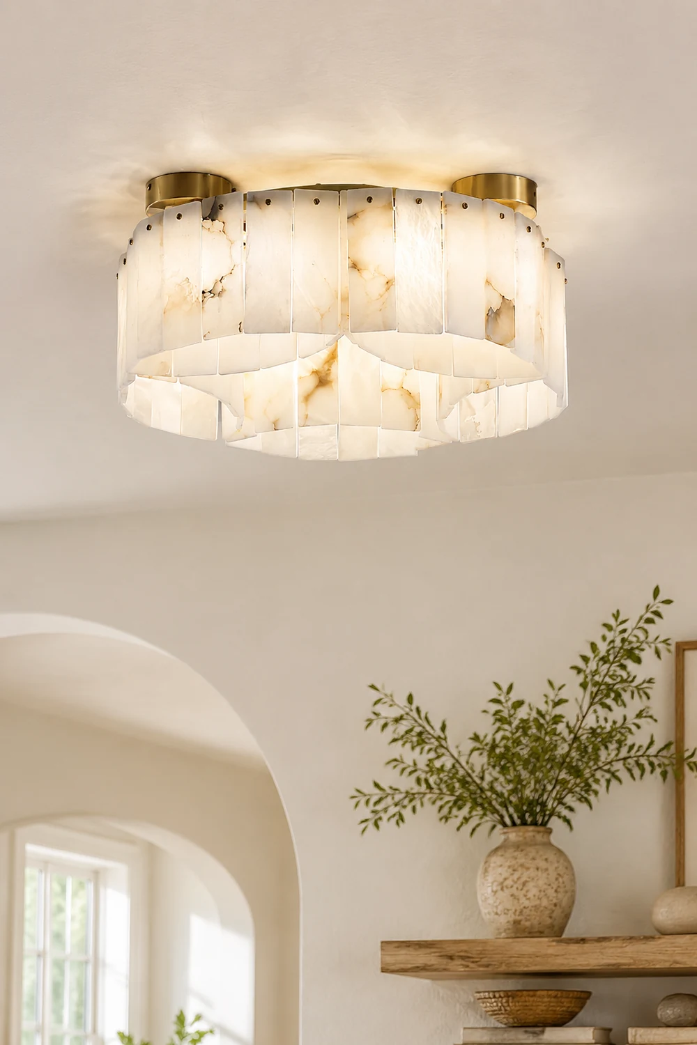 Luxe Alabaster Brass Ceiling Lamp - Lumpaz