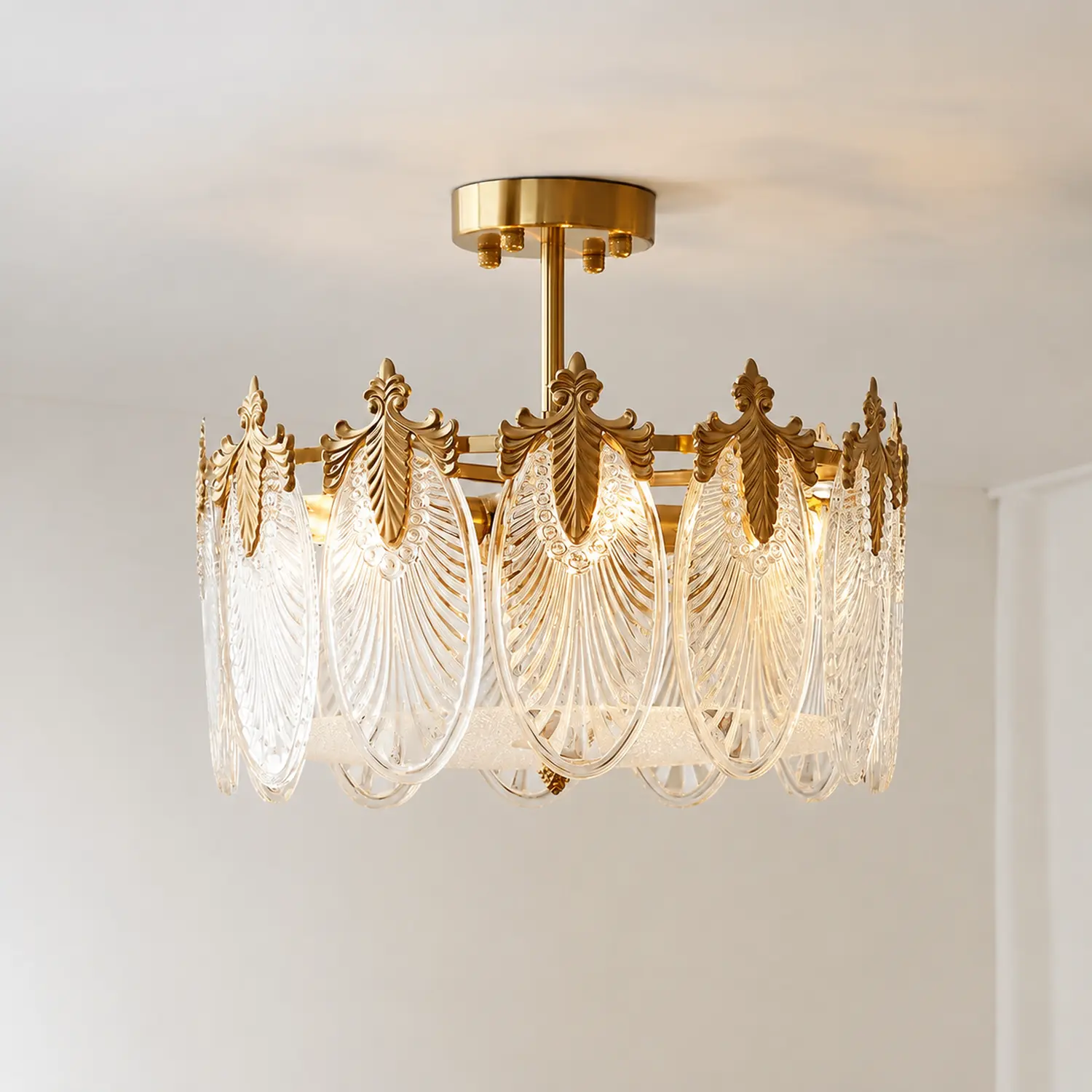 Decorative Pattern Glass Round Chandelier - Lumpaz