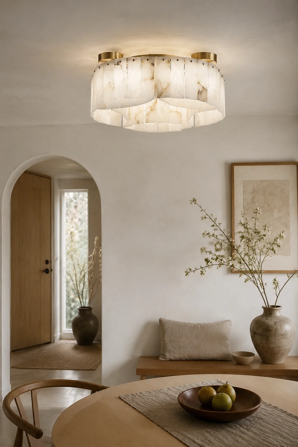 Luxe Alabaster Brass Ceiling Lamp - Lumpaz