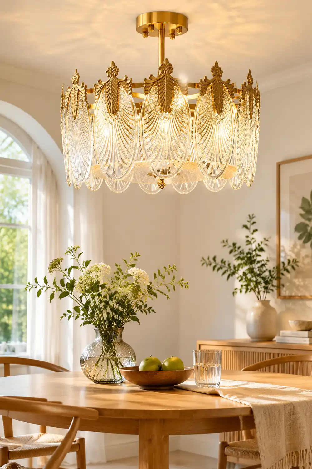 Decorative Pattern Glass Round Chandelier - Lumpaz