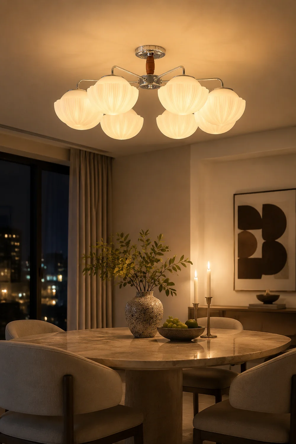 Ribbed Walnut Ceiling Lamp - Lumpaz
