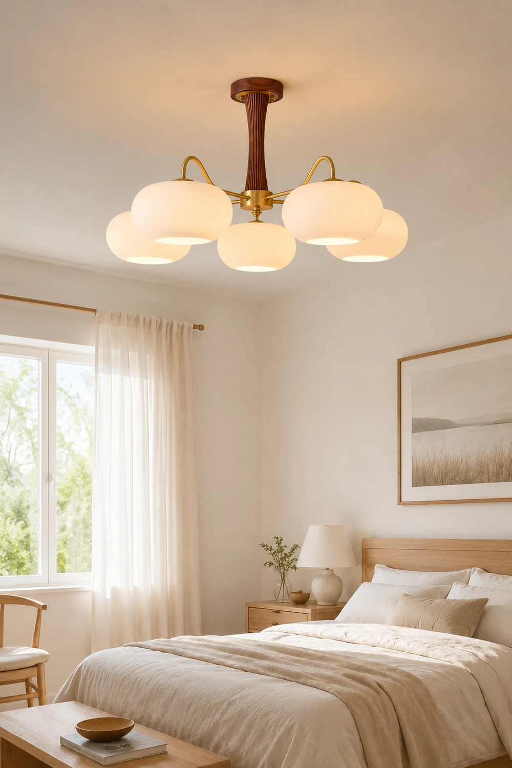 Brass Wooden Persimmon Ceiling Lamp - Lumpaz