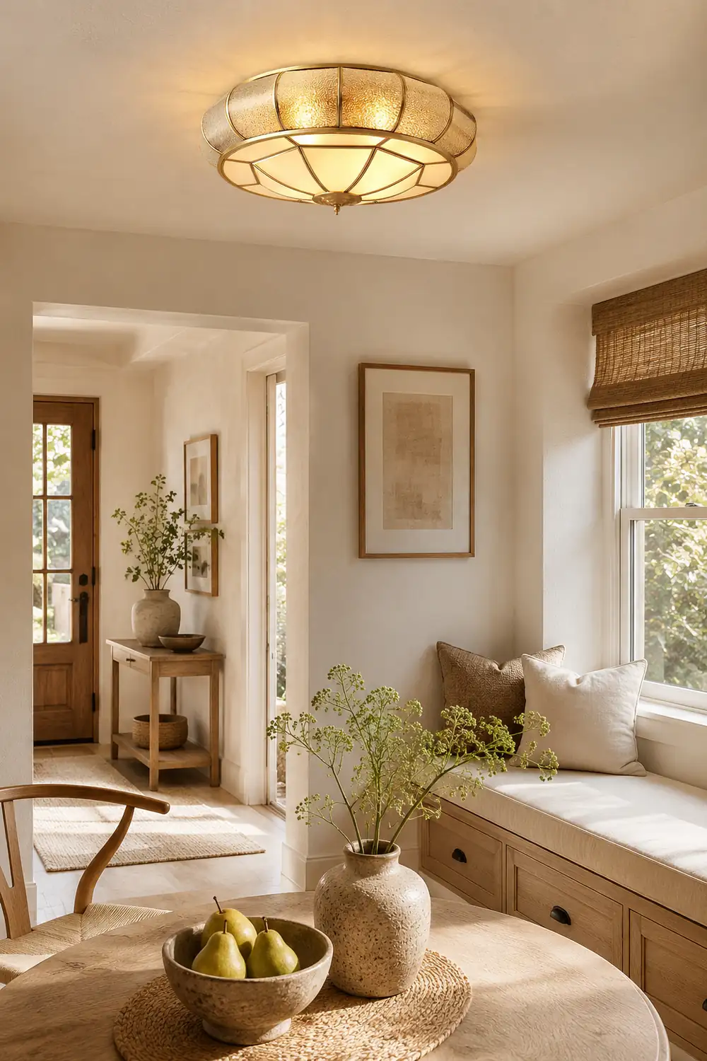 Colonial Glass Drum Ceiling Light - Lumpaz