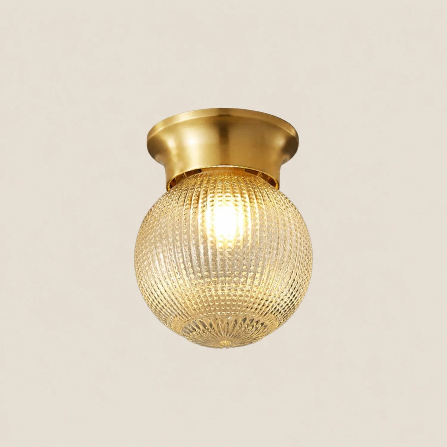 Reeded Globe Flush Ceiling Light - Lumpaz