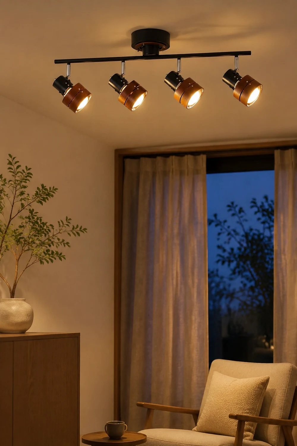 Wooden Adjustable Spot Ceiling Lamp - Lumpaz