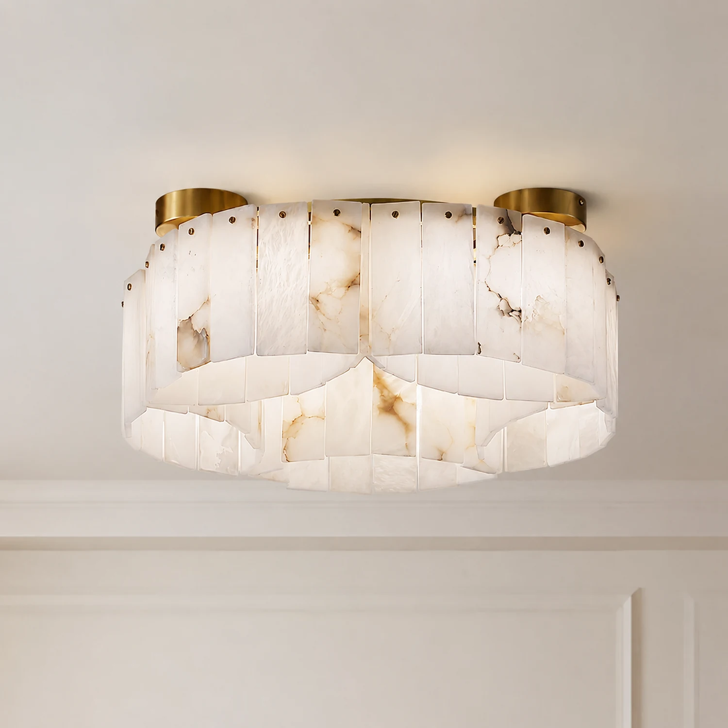 Luxe Alabaster Brass Ceiling Lamp - Lumpaz