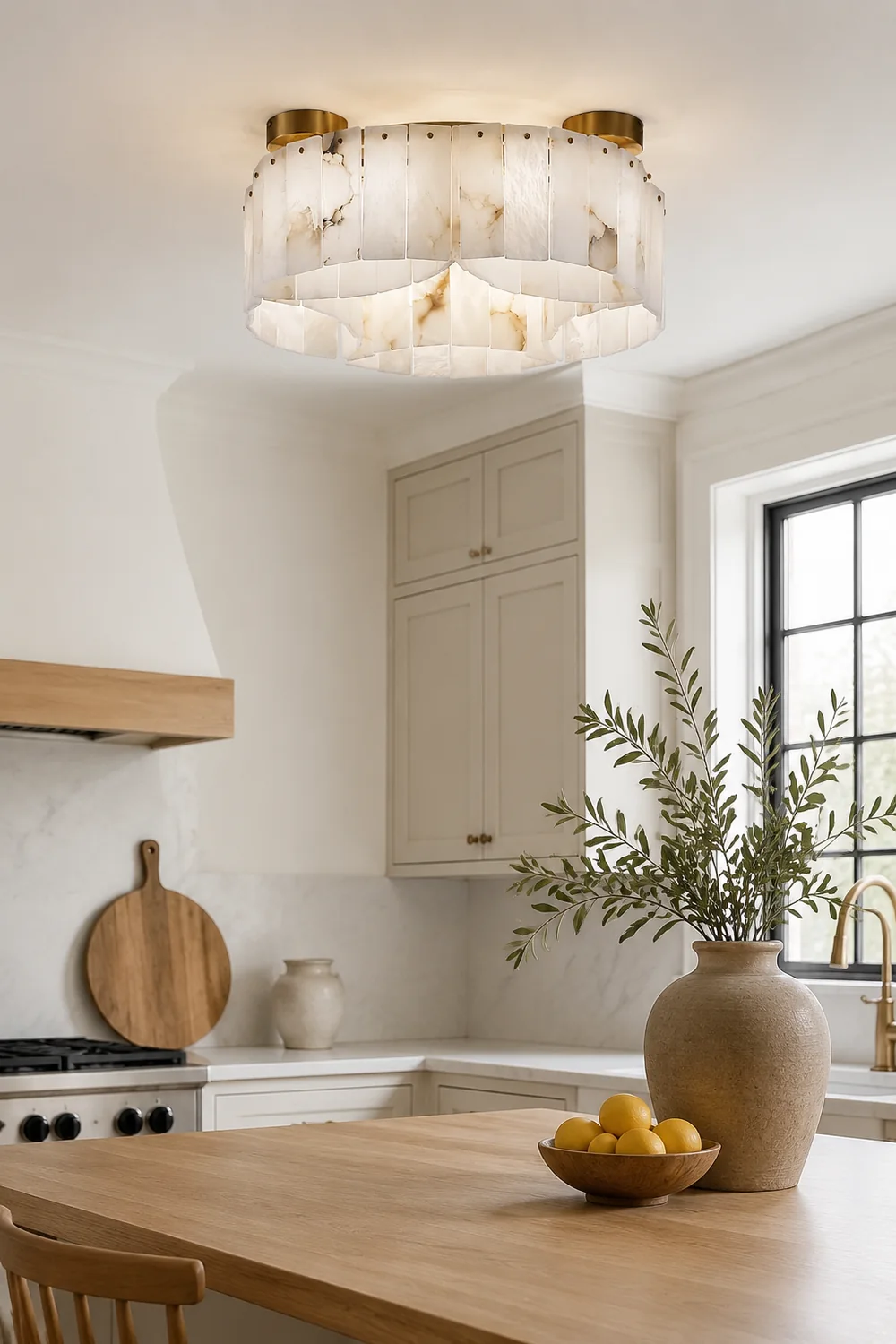 Luxe Alabaster Brass Ceiling Lamp - Lumpaz