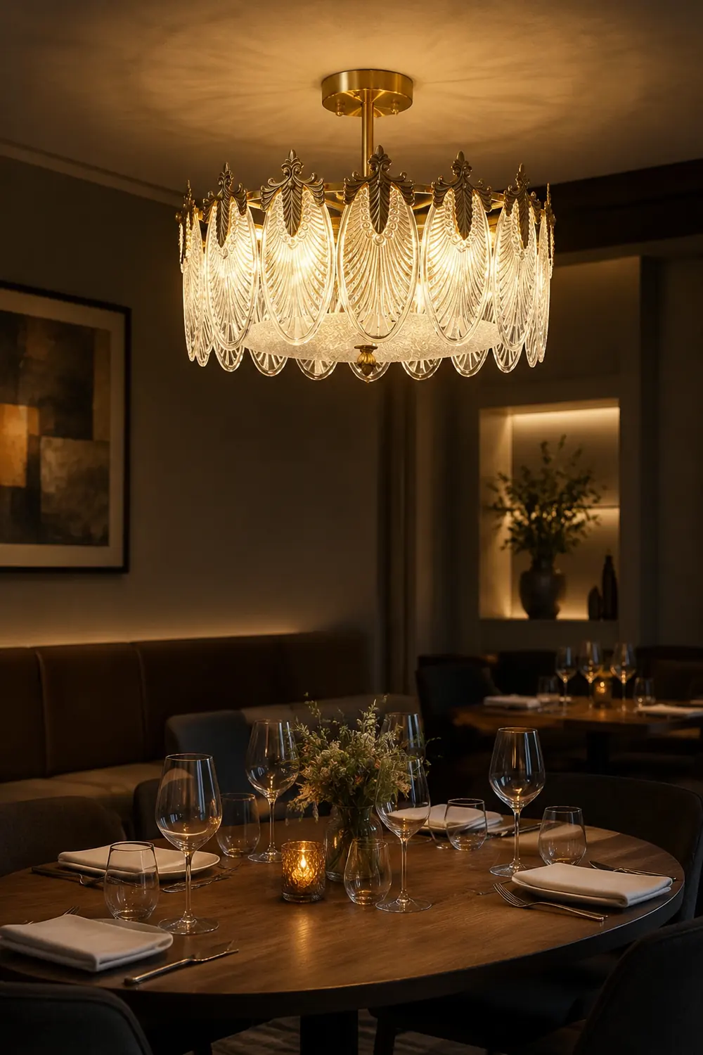 Decorative Pattern Glass Round Chandelier - Lumpaz